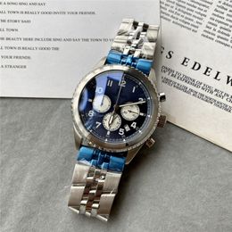 WristWatches for Men 2023 New Mens Watches diameter All Dial Work Quartz Watch NAVITIMER 1884 Top Luxury Brand Chronograph Clock Steel Belt Men Fashion BREI a55