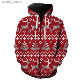 Men's Hoodies Sweatshirts Christmas Style Zipper Hoodie Casual Tops Cool Long Sleeve Unisex Men Women Spring Streetwear With Hood Jackets Teens 3D Printed L231101