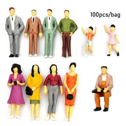 100Pcs Building People Figures Passengers Train Scenery DIY Character Mini Scale Mixed Colour Pose Model
