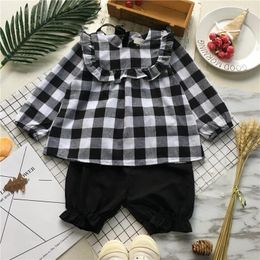 Clothing Sets Tonytaobaby Summer Baby Girl Bow Plaid Suit Lady Style Kids Clothes
