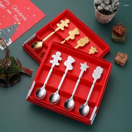 Spoons Cross Border Christmas Spoon Gift Box Cutlery Set Coffee Stirring Dessert Creative Cartoon Stainless Steel