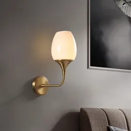 Wall Lamp Postmodern Copper Luxury Minimalist LED Sconce Light For Corridor Aisle Living Room Decor Nordic Decorative Lighting