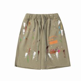 Men's Women's Gallerydept Shorts Hand-painted Splash Printing Pure Cotton Gallary Dept Shorts Fog High Street Point Casual Pants Black Blue 693