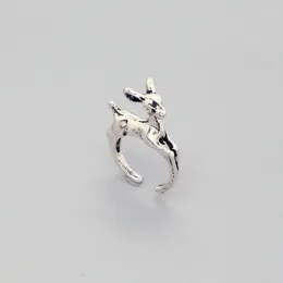 Cluster Rings 1PC Punk Cute Metal Small Deer Open Ring For Women Men Fashion Vintage Antlers Animals Finger Jewellery R263