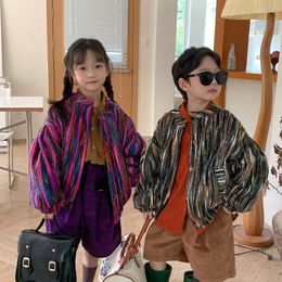 Jackets Children Clothing Spring Autumn Kids Jacket Boys and Girls Korean Style Multicoloured Cotton Jacket Thick Baseball Jacket 230331