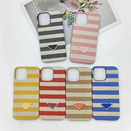 Designer Phone Case Shockproo Phones Cases Textile Phonecase Letter Mens Womens IPhone 15 14 ProMax 13 12 11 Multi Colors Stripe Phone Cover