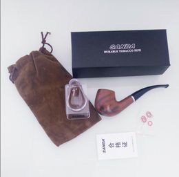 Smoking Pipes Classic Philtre pipe SD-109A wood grain gum wood pipe with base and fleece cover