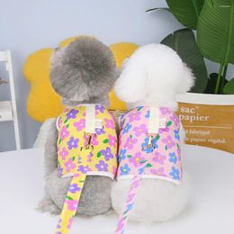 Dog Collars 2023 Spring And Summer Pet Clothes Wholesale Puppy Teddy Chest Back Traction Rope Flower Including