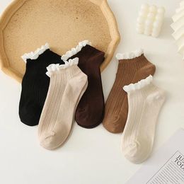 Women Socks 5 Pairs Spring And Summer Lace Short Solid Colour Vintage Comfortable Breathable Cotton Wholesale