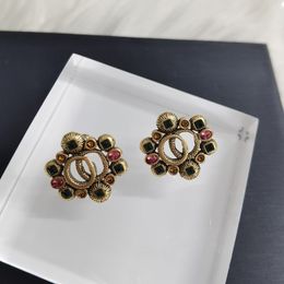 Vintage Brand Letter G Women Jewelry Designer Earring Coloured Diamond Earrings Luxury Fashion For Womens Girls