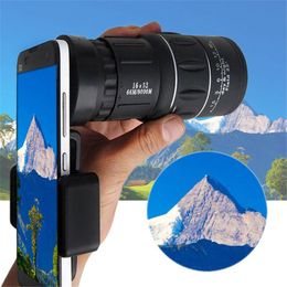 Gym Clothing 16x52 Zoom Hiking Dual Focus Monocular Telescope 66M/8000M Phone Holder Pouch