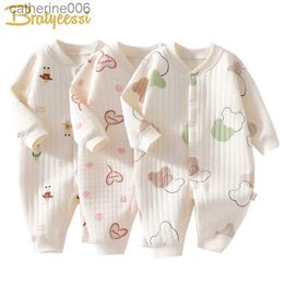 Jumpsuits 3 Layers Newborn Romper Cotton Bear Bunny Cartoon Baby Girl Jumpsuit Autumn Winter Toddler Outfit Infant Onesie Kids Boy ClothesL231101