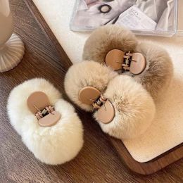 Imitation Rabbit Fur Hair Claw Double Side Fur Ball Small Hair Clip Fluffy Pom Pom Grab Hairpin Soft Plush Bobby Pin For Women