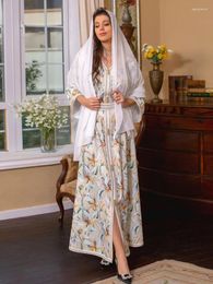 Ethnic Clothing Eid Muslim Dress Abaya For Women Morocco Party Dresses Abayas Floral Prayer Long Sleeve Robe Ramadan Musulman Maxi Vestidos