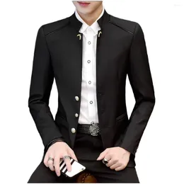 Men's Suits Men Blazer Fashion Collar Casual Suit Wedding DressMetal Button Jacket Business Office Party Man Dress