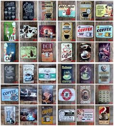 Coffee Metal Sign Vintage Tin Sign Plaque Metal Vintage Wall Decor for Kitchen Coffee Bar Cafe Retro Metal Posters Iron Painting Y5841821