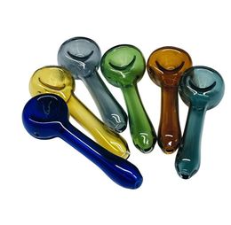 4 Inches Colored Glass Pipe Hand Spoon Pipe for Tobacco Design Handcrafted Smoking Pipe Mixed Color