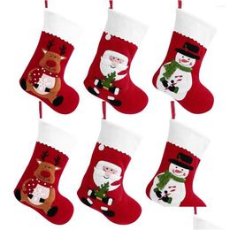 Christmas Decorations Christmas Decorations 6Pcs Felt Holiday Stockings Gift Kids Bags Treat Candy For Home Tree Decor Year 2023 Drop Dhckz