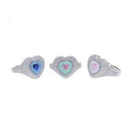 Wedding Rings Iced Out Bling Micro Pave CZ Women Jewellery Heart Shaped Ring 231101