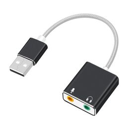 Aluminiumlegering Extern bärbar datorljudkort USB 2.0 Virtuell 7.1 Kanal Audio Adapter med tråd för PC Mac med boxpaket