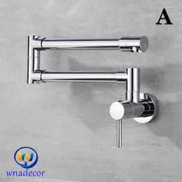 Kitchen Faucets Brass Wall Mounted Sink Tap Single Cold Water Faucet Retractable Rotating Folding Mop Pool Valve Universal Anti Splash