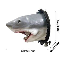 Decoration Mounted Shark Head Decor Hand Painted Art Sculpture Key Storage Wall Pendant 2207124894178