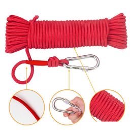 Cords, Slings And Webbing Cords Slings And Webbing 20 Metres Emergency Escape Rope With Climbing Buckle Fishing Magnet 8Mm Nylon Rescu Dhnjq