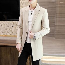 Men's Suits Long Coat In Windbreaker For Men 2023 Spring And Autumn Business Suit Stylish Hairstylist Casual Handsome Single Western Thin Co