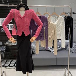 Women's Blouses Fashionable Lapel Versatile And Sexy Fit Vintage Shirt Girl Lace Patchwork Long Sleeves Top