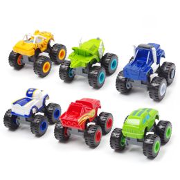 Diecast Model 6pcsSet Blaze Machines Car Toys Russian Miracle Crusher Truck Vehicles Figure Blazed the for Children Gifts Kid 230331