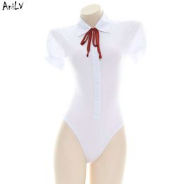 Ani School Girl White Shirt Bodysuit Swimsuit Costume Studnet Waiter Swimwear Uniform Temptation Lingerie Cosplay cosplay