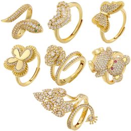 Wedding Rings ZHUKOU Bear for women butterfly opening Men s ring Cubic Zirconia 7 styles Couple rings Jewelry wholesale VJ495 231101