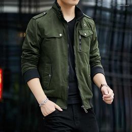 Men's Jackets Men's Jacket SpringLarge Military Green Work Clothes Leisure Pure CottonThin Coat Spring And Autumn Streetwear