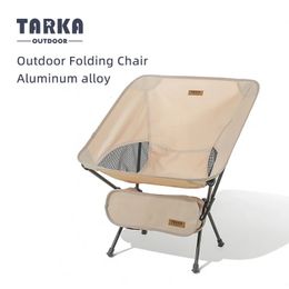Camp Furniture TARKA Outdoor Folding Chair Oxford Cloth Camping Moon Chair Ultralight Portable Hiking BBQ Picnic Seat Fishing Beach Accessories 231101