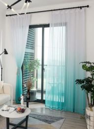 2020 Curtain Simple gradient printing window yarn blue0124572470