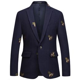 Mens Suits Blazers S6XL Boutique Fashion Embroidery Casual Business Blazer Male Slim Suit Jacket Navy Blue Wedding Banquet Coat 231031