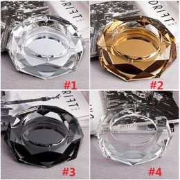 10pcs Smoking Accessories Crystal glass octagonal ashtray 5 colors fashion creative hotel restaurant home furnishing accessories craft ashtray free shipping