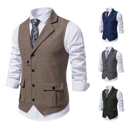 Men's Vests Brown Suit Single breasted Designer Brand Sleeveless Formal Coat Top Adult Dress Tuxedo 230331