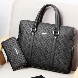 Briefcases Genuine Leather Men Executive Briefcase Large Capacity Zipper Handbag Office Shoulder Messenger Bag Business Male Laptop Bag 231101