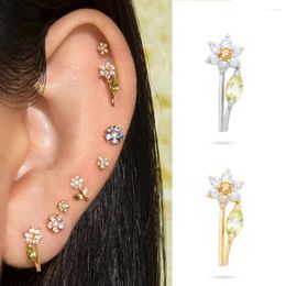Stud Earrings 2pcs Korean Tragus Piercing Studs For Women Zircon Flower With Leaf Trendy Ear Body Jewelry 128
