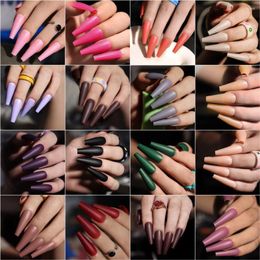 False Nails 24Pcs Fake French Medium Lenght Ballerina Coffin Press On 29 Solid Colours Full Cover Nail Art Supplies Professionals