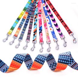 Dog Collars 2023 Novel Traction Rope 1.2 M/1.5M Multi Color Go Out Leash Printing Polyester Metal Lock Training Pet