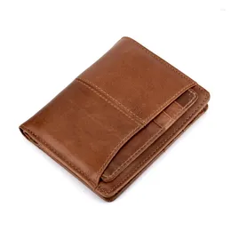 Wallets Luxury Vintage Casual Real Genuine Cowhide Oil Wax Leather Men Short Bifold Wallet Purse Coin Pocket Male