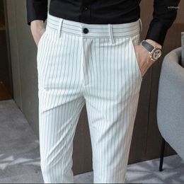 Men's Suits Men Office Trousers Business Casual Pant British Fashion Stripe For Mens Social Club Outfits Pantalones Hombre