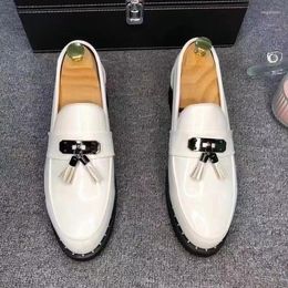 Dress Shoes Top Quality Fashion White Mens Leather Round Toe Formal Masculino Elegant Wedding Suit Man Casual Office Loafers