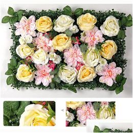 Decorative Flowers Wreaths Decorative Flowers 40X60Cm Silk Artificial Rose Green Plants Wedding Decor Christmas Decoration Baby Show Dhens