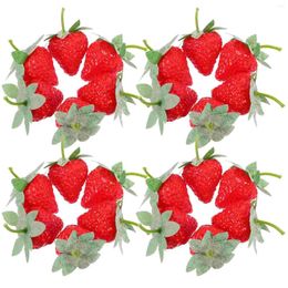 Decorative Flowers 24 Pcs Ornaments Simulated Strawberry Model Fake Fruits Decorations Decorating Kit Artificial Toddler