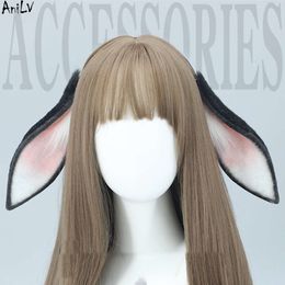 Ani Anime Girl Cotton Candy Dropped Ear Rabbit Headband Bunny Plush Animal Ears Headwear Cosplay cosplay