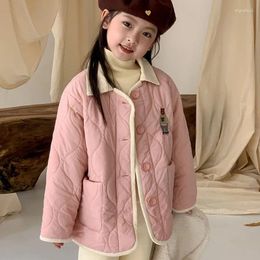 Down Coat Girls' Embroidered Cotton 2023 Late Autumn Korean Children's Clothing Kid's Clip Padded 4-62