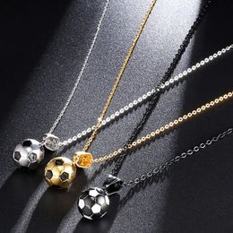 Football Pendant Couple Necklaces Women Mens Stainless Steel Sports Style Jewelry for Neck Fashion Christmas Gifts for Girlfriend Wholesale